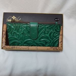 Patricia Nash Embossed Green Bi-fold Wallet